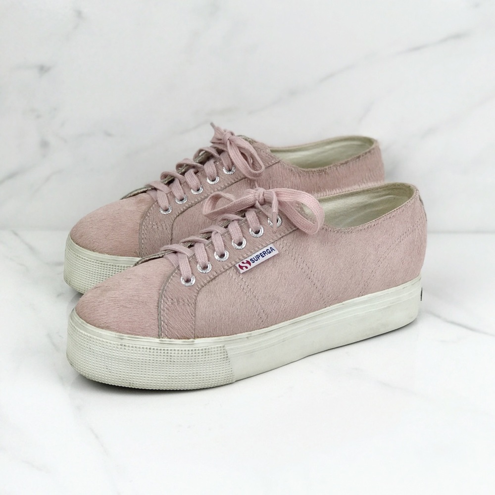 Superga Pink Calf Hair Platform Chunky Sneaker 9.5